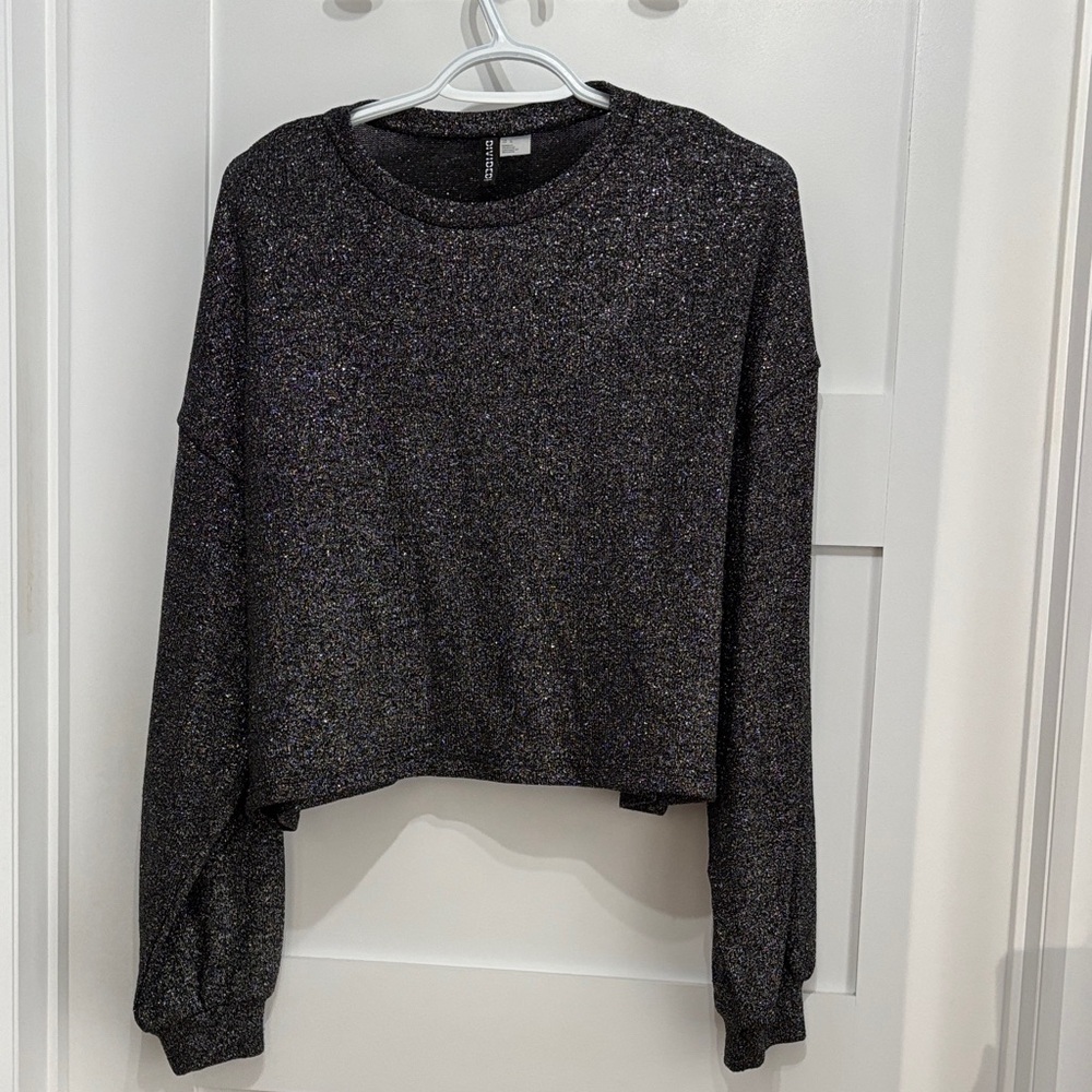 H&M Black Metallic Knit Top